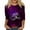 A004-Purple, variant on FrzhBrz Womens Mardi Gras Shirts 2025 Trendy 3/4 Sleeve Tunic Tops Round Neck Glitter Mask Print Graphic Tees Carnival Party Parade Blouses