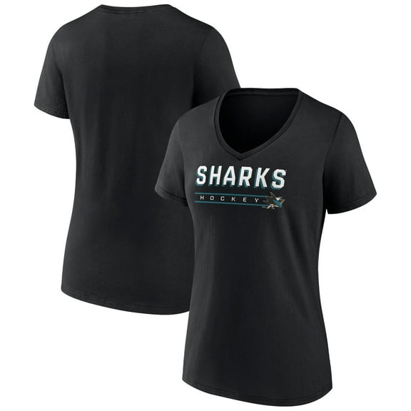 Women's Black San Jose Sharks Primary Play V-Neck T-Shirt