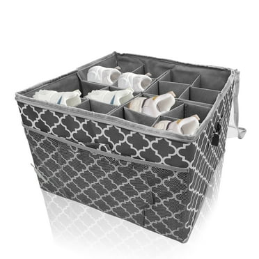 Logianis Foldable Shoe Organizer for Closet Fits 16 Pairs Large Shoe Box Storage Containers with Clear Cover Gray