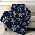 thumbnail image 3 of Christmas Throw Blankets, White Navy Snowflakes Pattern Soft Fleece Blanket Decorative for Home Sofa Couch Chair Living Bedroom,60x80 Inches, Winter, 3 of 6