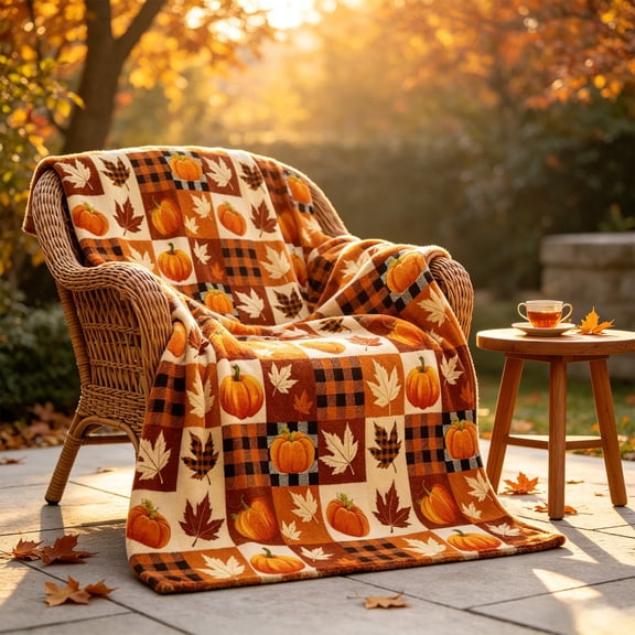 Celsvanis Thanksgiving Flannel Throw Blanket, Pumpkin Maple Leaf Soft Nap Blanket, Decorative Festival Blanket for Sofa, Bed and Autumn Home Decoration 27.5"x39.5"