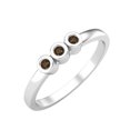 thumbnail image 2 of Tiny Round Shape Smoky Quartz Stackable Women Ring 925 Sterling Silver Delicate Jewelry, 2 of 3