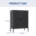 thumbnail image 3 of 40" H Metal Garage Storage Cabinet with 2 Doors and 2 Adjustable Shelves Magnetic Steel Utility Cabinets for Home Office Garage Basement Pantry School, Black with hole, 3 of 7