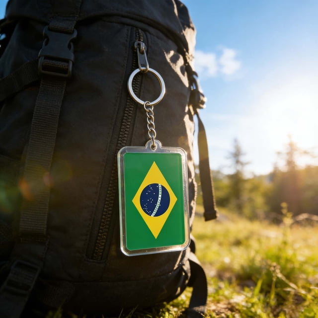 Acrylic Flag Keychain Set, Double-Sided Printed Key Rings with Metal Chain, Clear Lightweight Travel Bag Charm, 1-Pack