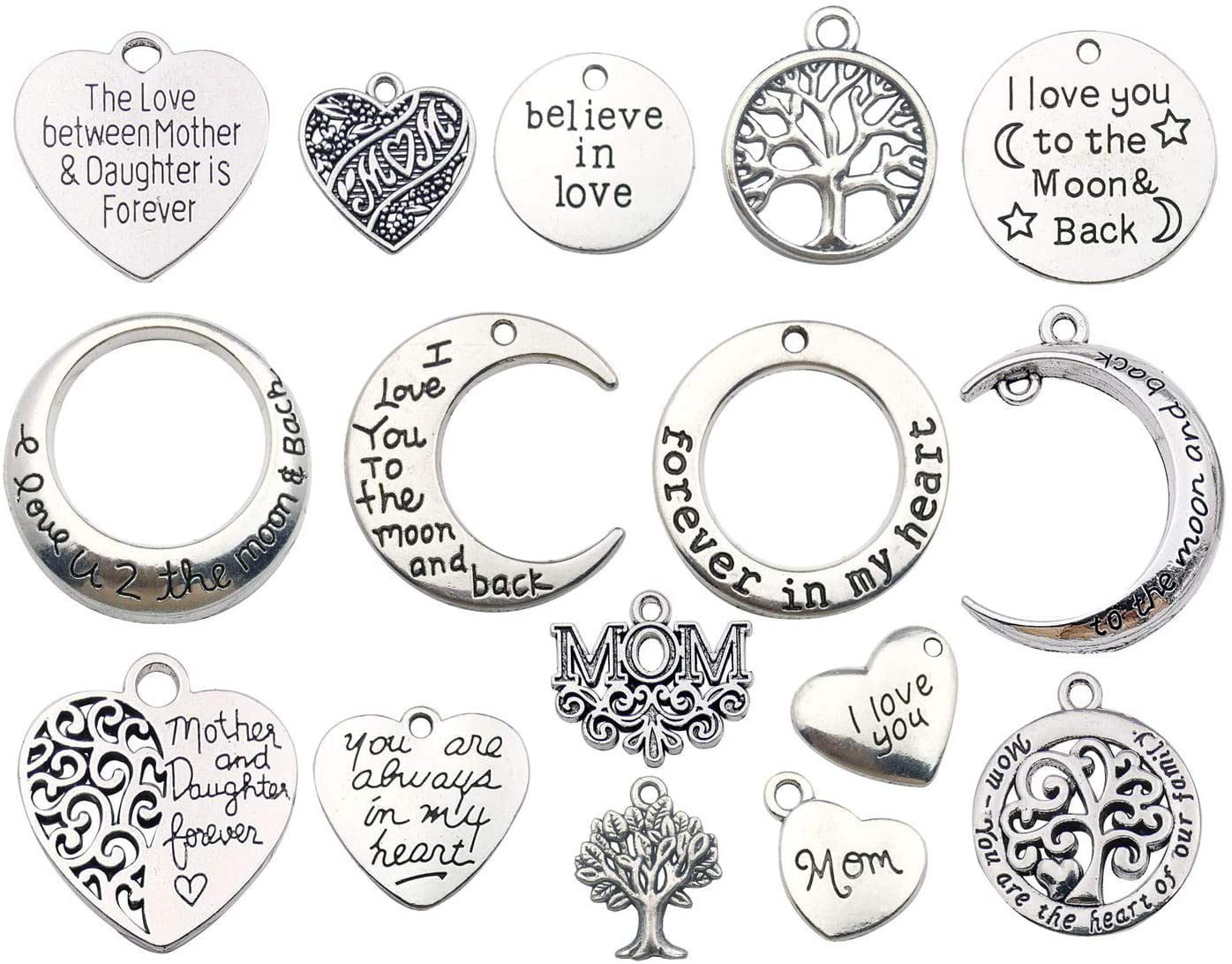 Inspirational Words Charms 30pcs Lettering Saying Pendants Engraved Message Charms Beads Craft Supplies Jewelry Findings for DIY Necklace Bracelet 