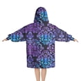 thumbnail image 2 of Purple and Blue Damask Pattern Blanket Hoodies for Kids 6-13YR Oversize Wearable Blanket Hoodies for Boys Girls Teens, 2 of 7