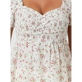 thumbnail image 5 of Unique Bargains Women's Puff Sleeve Floral Sweetheart Neck Ruffle Peasant Top Blouse XS White, 5 of 6