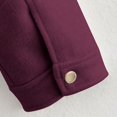 thumbnail image 6 of Women Cropped Bomber Jacket Button Down Varsity Shacket with Pockets Lapel Neck Long Sleeve Full Zip Casual Coat, 6 of 7