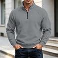 thumbnail image 4 of hotojiny Quarter Zip Pullover for Mens Stand Collar Windproof Sweatshirt Long Sleeve Casual Warm Gym Athletic Shirt(Gray,Small), 4 of 7
