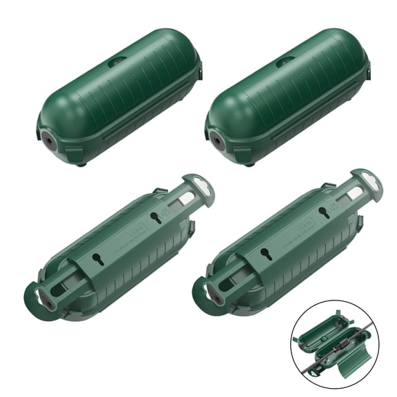 4 Pack Outdoor Extension Cord Safety Cover with Waterproof Seal IP54 Water-Resistant, Weatherproof Electrical Connection Box with 2 Latches, Plug, Socket, Holiday Decoration Light, Green