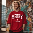 thumbnail image 5 of Merry Cousin Retro Christmas T-Shirt, Matching Family Holiday Tee, 5 of 7