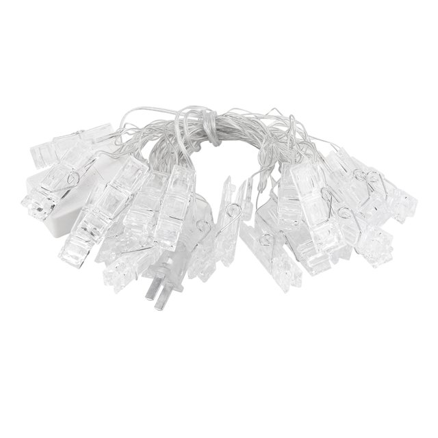 Cadena de luces LED con clip para fotos, de color blanco cálido, para fiestas, bodas y decoración: cuelgue imágenes con estilo, enchufe estadounidense de 110 V