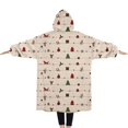 thumbnail image 2 of Oversized Wearable Blanket Hoodie,Beige Christmas Decoration Pattern Sherpa Blanket Hoodie with Super Pockets,Super Warm Fuzzy Pullover for Women & Men, 2 of 6