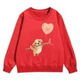 thumbnail image 2 of HXWCHs Trendy girls' graphic sweatshirt Valentine's Day Girls Puppy Print Hooded Sweatshirt Fashionable Winter Autumn Children's Casual Pullover top Watermelon Red 12-18 Months, 2 of 5
