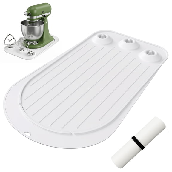 MQHOOB Non-Slip Mixer Sliding Mat for 4.5-5 Quart Tilt-Head Stand Mixer, 1 Pack Silicone Kitchen Mixer Accessory Pad,White