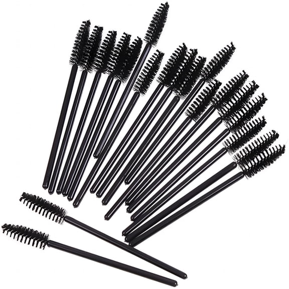 RAGUPEL Lot of 200Pcs Eyelash Eye Lashes Black Disposable Mascara Wand Brush Spoolies Makeup