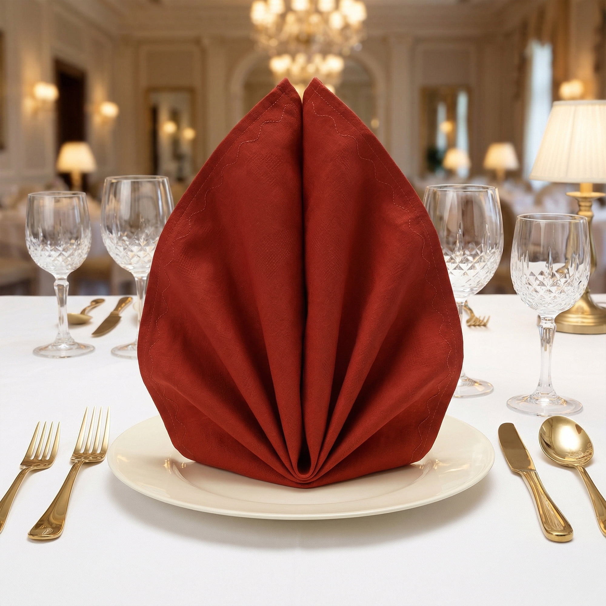 Unique Bargains 6Pcs Cotton Reusable Events Cloth Napkins Red 17x17inch