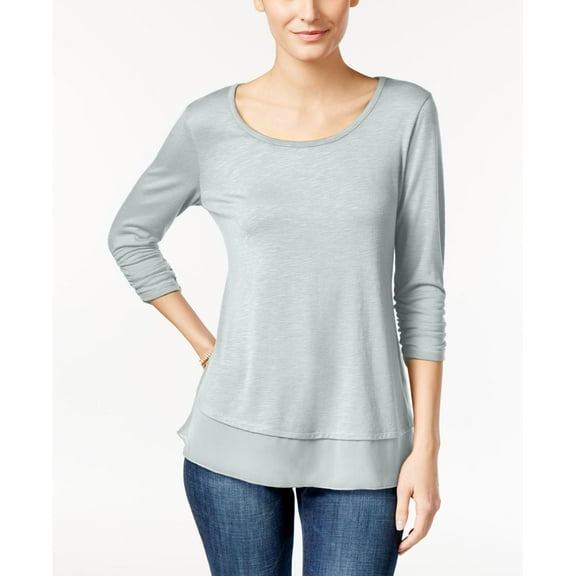 Style & Co Chiffon Hem Top Dusty Jade M