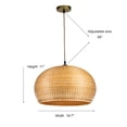 thumbnail image 3 of ELE Light & Decor Dome Shaped Bamboo and Rattan Large Pendant Light in Beige, 3 of 5