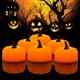 thumbnail image 1 of Paquete de 12 luces LED de calabaza, calabazas de Halloween con pilas, luces de té de calabaza, linternas iluminadas para decoración de Halloween, naranja, 1 of 5