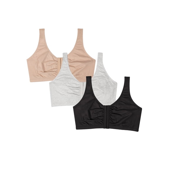 Fruit of the Loom Women's Comfort Front Close Sports Bra, 3-Pack, Style 96014D