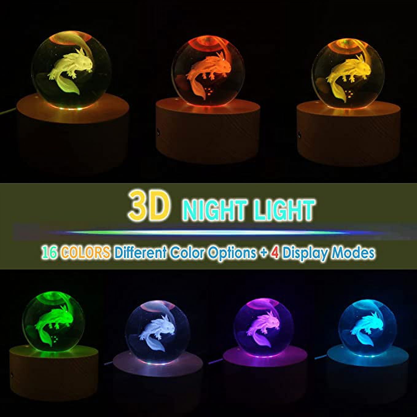 Axolotl Night Light, 3d Illusion Lamp Axolotl Lights, 16 Colors Crack Base  Desk Lamps, With Remote Control, Perfect As Birthday Christmas Gifts, Home  Decoration - Temu