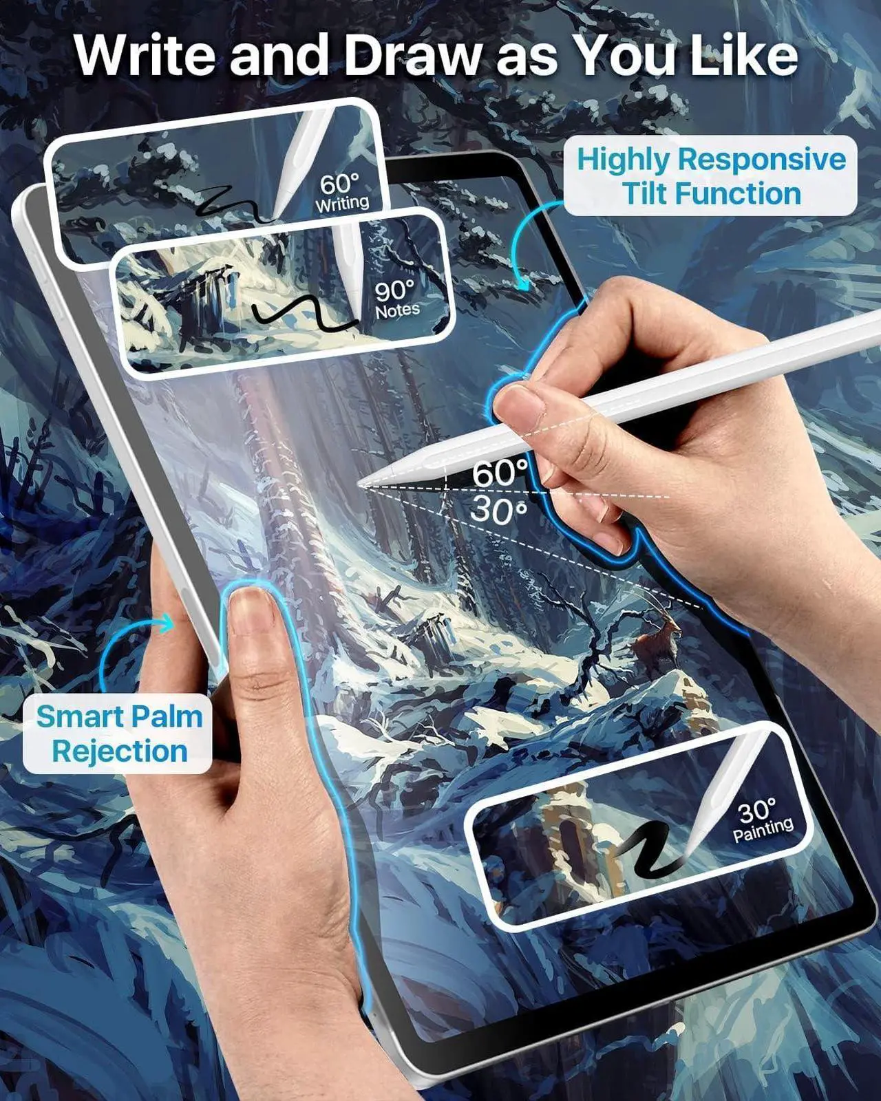 Magnetic Wireless Charging Pencil 2nd Generation, Stylus Pen Same as Apple Pencil 2 Gen, Compatible with iPad Pro 11 in 1/2/3/4, iPad Pro 12.9 in 3/4/5/6, iPad Air 4/5, iPad Mini 6