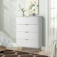 thumbnail image 6 of eclife Scandinavian 4-Drawer Wooden Dresser with Soft-Close Metal Handles, White, 6 of 11