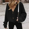 thumbnail image 2 of ZQUUVOU Women's Fall Cardigan Sweaters Loose Casual Crewneck Long Sleeve Chunky Soft Cable Knit Blouse Tops Black, 2 of 4