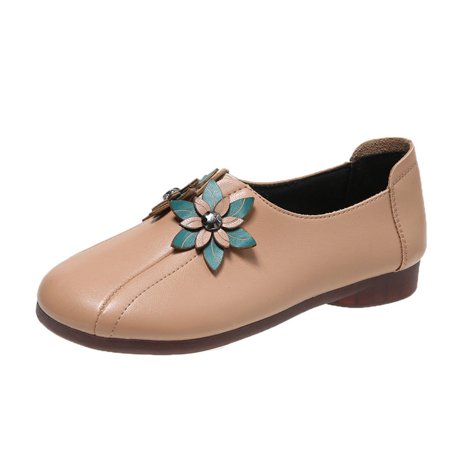

Summer Savings Clearance! PEZHADA Women Shoes Flat Sandals for Women Women s Fashion Casual Loafers Comfortable Outdoor Flower Low-heeled Shoes Khaki