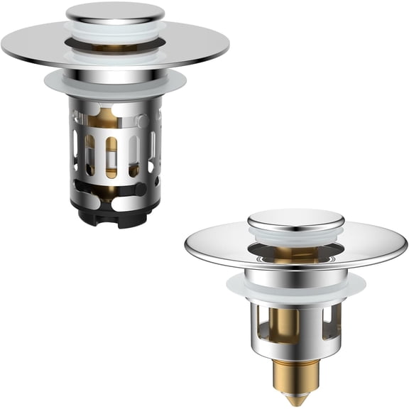 1 Piece Chrome Upgraded 3 In 1 Bathroom Sink Drain Strainer Pop Up Stopper Removable Stainless Filter Basket