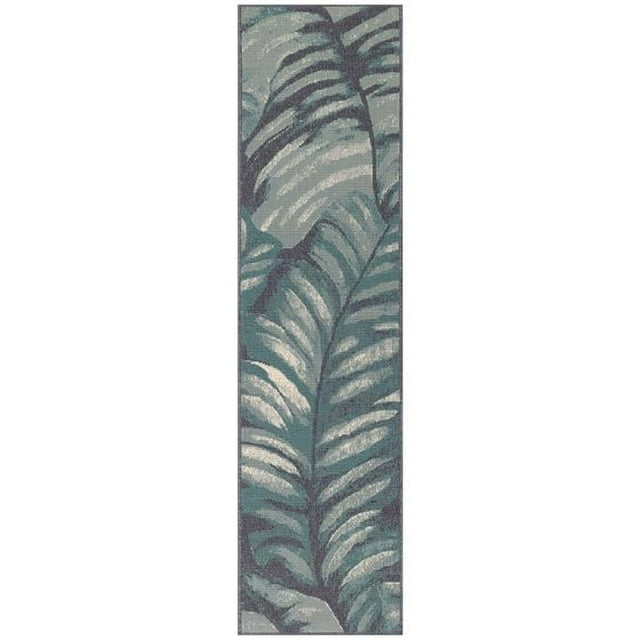 Trans-Ocean Imports RVIR8765004 23 in. x 7 ft. 6 in. Liora Manne Riviera Palm Indoor & Outdoor Rug - Teal