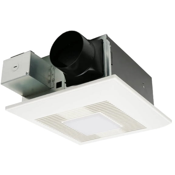 Panasonic FV-0511VFL1 WhisperFit DC Ventilation Fan with LED Light, 50-110 CFM - White