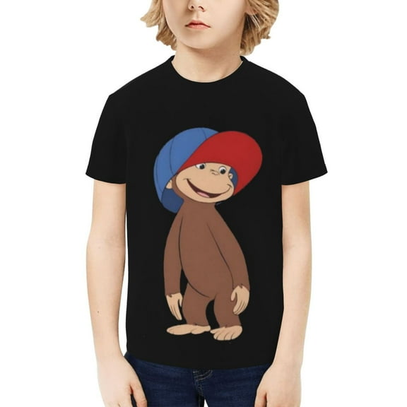 Curious George Shirt Kids 3D Printing Cartoon T Shirts Crewneck Short Sleeve Shirts Tee Gifts for Boys and Girls