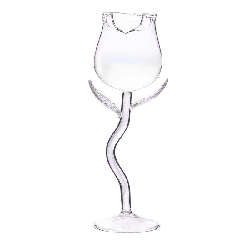 Unique Rose Wine Glasses 180ml Transparent Barware Goblet Drinking Glasses for Party