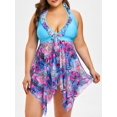 thumbnail image 1 of Set de Tankini de Halter con Color Bloque de Tamaño Plus Rosegal Tankinis, 1 of 5