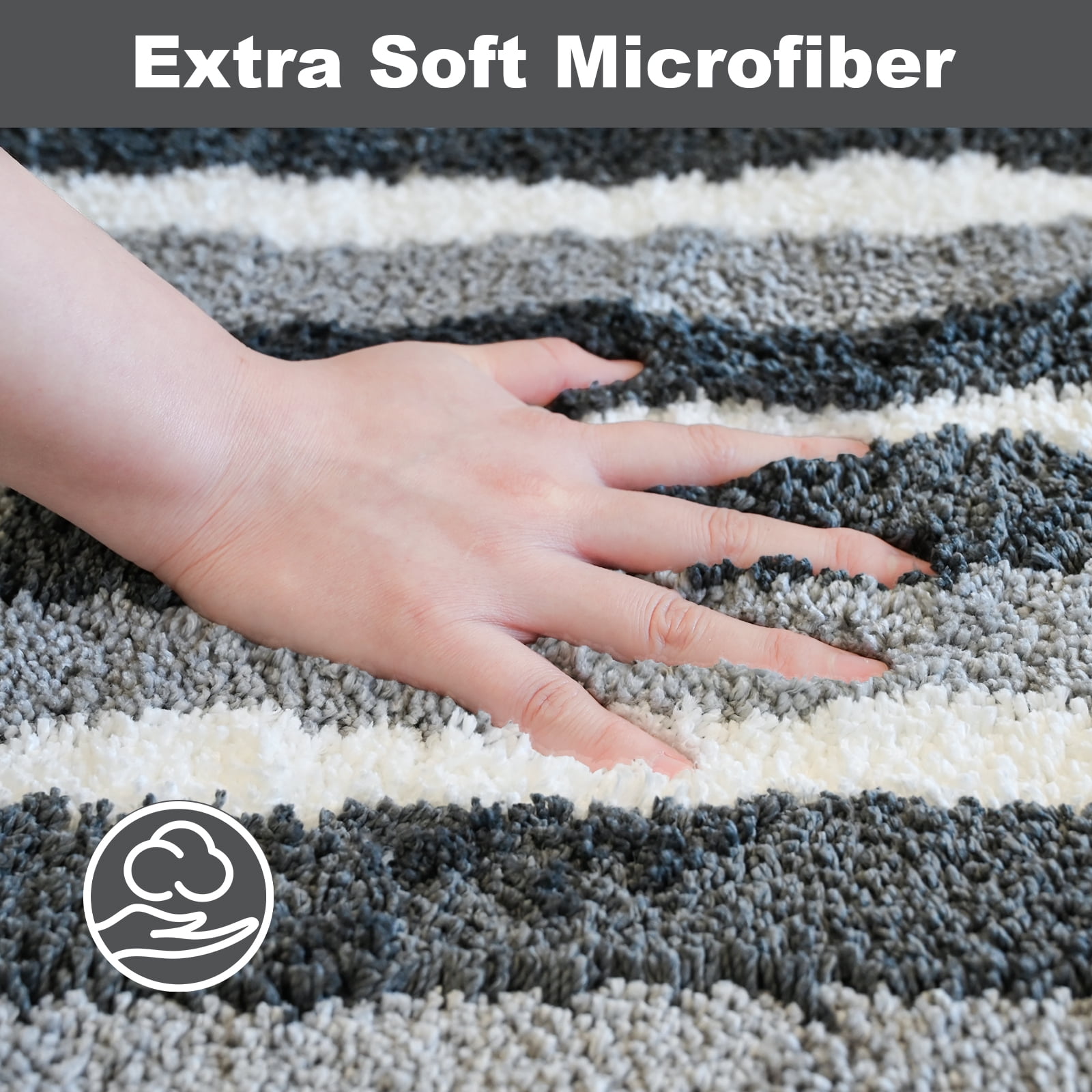 Vaparinckl Bathroom Rug, Extra Soft Microfiber Absorbent Non-Slip Bath Mat for Shower and Sink,Plush Machine Washable Carpet, 24"x36", Dark Gray and White