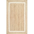 thumbnail image 2 of Avgari Creation White Border Natural Jute Beige Hand Braided Pattern Area Rug Carpet-3"Sq Feet (36 inch), 2 of 5