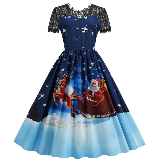 Vestido de fiesta de noche de tipo grande de cultivo de encaje de empalme de impresión de moda de mujer Fridja qw498
