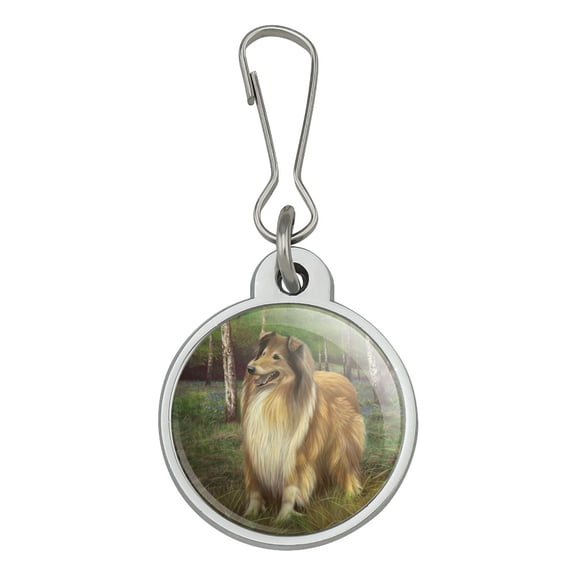 Collie Dog in the Woods Jacket Handbag Purse Luggage Backpack Zipper Pull Charm