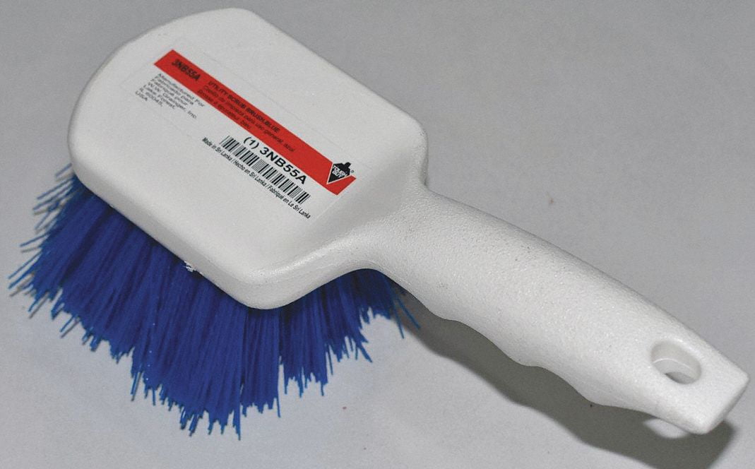 8"L Polyester Short Handle Scrub Brush, White