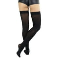 thumbnail image 2 of ToBeInStyle Women's Opaque Satin Bow Accent Thigh Highs - Black - Plus, 2 of 4