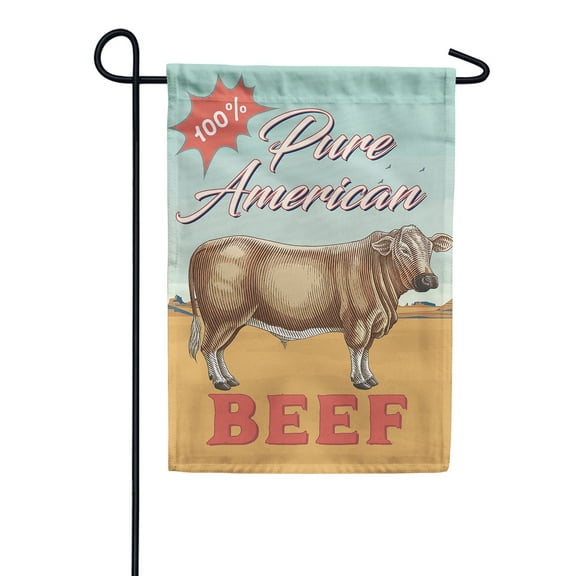 America Forever American Beef Garden Flag 12.5 x 18 inches 100% Pure Beef Summer Cow Double Sided Seasonal Yard Outdoor Decorative Cattle Farm Animal Bull Beef Garden Flag