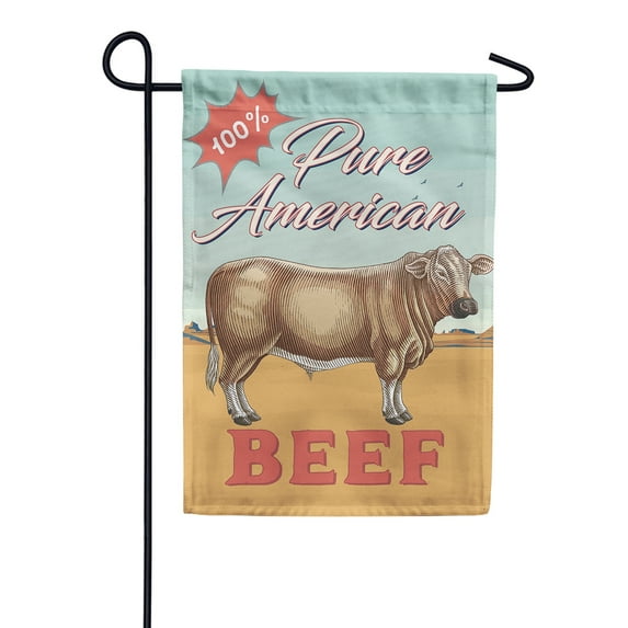America Forever American Beef Garden Flag 12.5 x 18 inches 100% Pure Beef Summer Cow Double Sided Seasonal Yard Outdoor Decorative Cattle Farm Animal Bull Beef Garden Flag