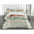 thumbnail image 3 of Ambesonne Christmas Quilted Bedspread Set 3 Pcs, Star Snowflake Retro, Queen Size, Eggshell Sea Green Ruby, 3 of 5