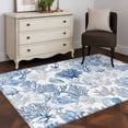 thumbnail image 4 of Navy Blue Coral Area Rugs 3x5 for Living Room, Summer Beach Coastal Ocean Nautical Non Slip Washable Rug Runner, Low Pile Indoor Floor Carpet Mat Bathroom Rugs for Bedroom, Kids Room, 4 of 9