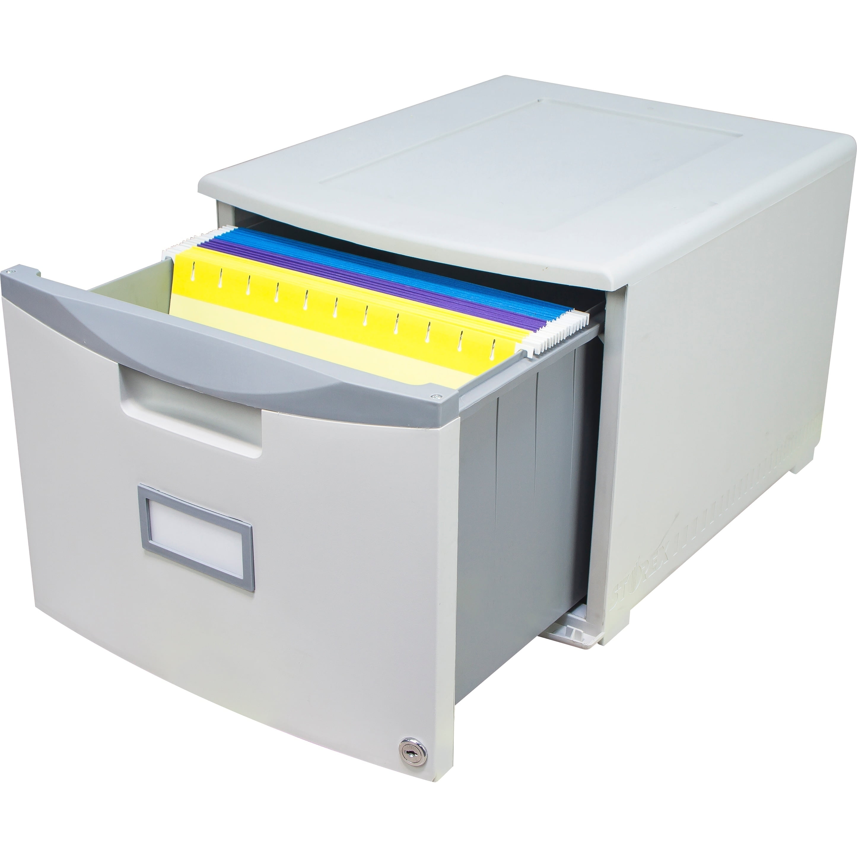 Storex 61261b01c Plastic 1 Drawer Portable File Cabinet Gray Case Of 2 Letter Legal Gray