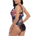 thumbnail image 4 of Sikiie Ocean Seahorse Print Women One Piece Swimsuits Tummy Control One Shoulder Bathing Suits Ruffle Swimwear, From S to XXL-Medium, 4 of 6