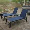 thumbnail image 3 of PURPLE LEAF Outdoor Chaise Lounge Set of 3 Aluminum Patio Lounge Chair with Wheels and Side Table Pool Chaise Lounge Chair for Outdoor Backyard Poolside Navy Blue, 3 of 8