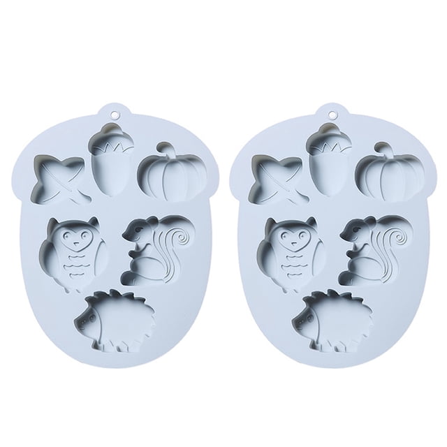 Molde para hornear de cocina - 6 moldes de silicona de dibujos animados para hornear, moldes para pasteles, pudines, moldes para jabón hechos a mano con tema de cosecha de otoño de bellotas